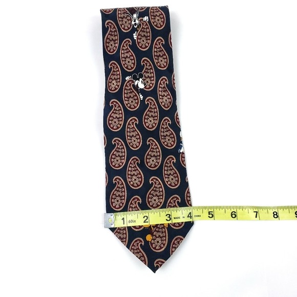 Vintage Walt Disney Mickey Mouse Donald Duck Pluto Goofy Paisley Silk Tie Men's - Picture 6 of 6